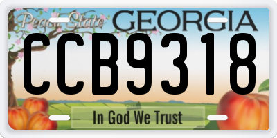 GA license plate CCB9318