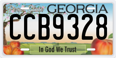 GA license plate CCB9328