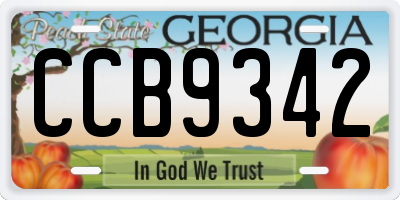 GA license plate CCB9342