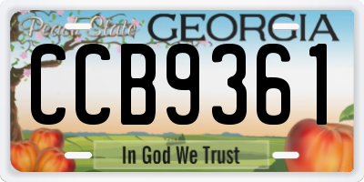 GA license plate CCB9361