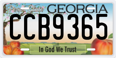 GA license plate CCB9365