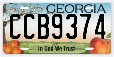 GA license plate CCB9374