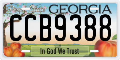 GA license plate CCB9388