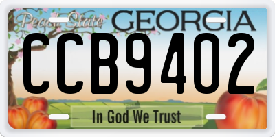 GA license plate CCB9402