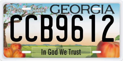 GA license plate CCB9612