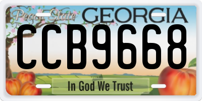 GA license plate CCB9668
