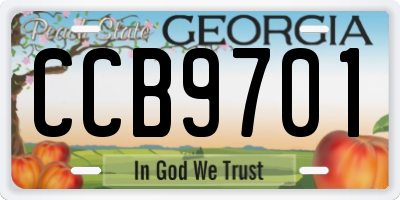 GA license plate CCB9701