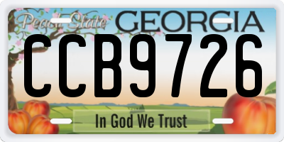 GA license plate CCB9726