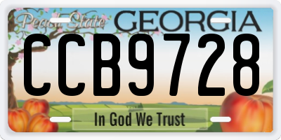 GA license plate CCB9728