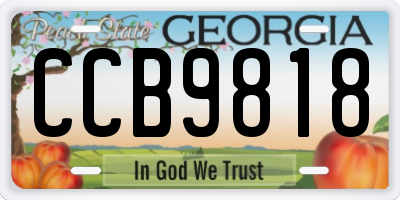 GA license plate CCB9818