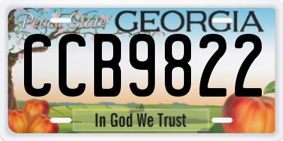 GA license plate CCB9822