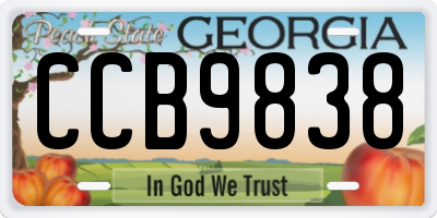 GA license plate CCB9838