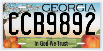 GA license plate CCB9892