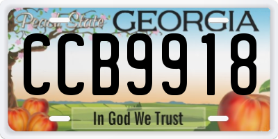 GA license plate CCB9918