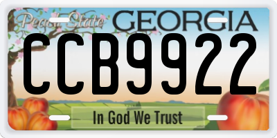 GA license plate CCB9922