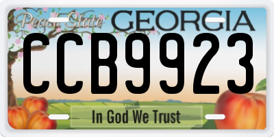 GA license plate CCB9923