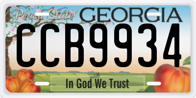 GA license plate CCB9934
