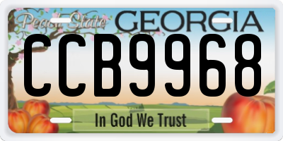 GA license plate CCB9968