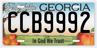 GA license plate CCB9992