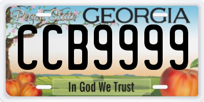 GA license plate CCB9999