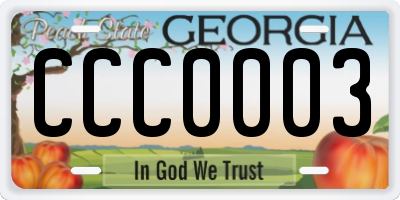 GA license plate CCC0003