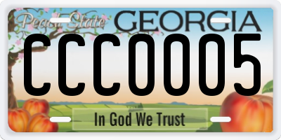 GA license plate CCC0005