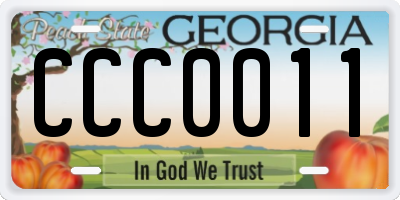 GA license plate CCC0011