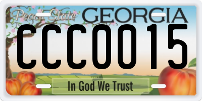GA license plate CCC0015