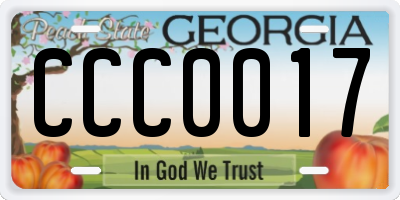 GA license plate CCC0017