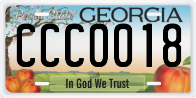 GA license plate CCC0018