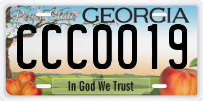 GA license plate CCC0019