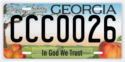 GA license plate CCC0026