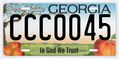 GA license plate CCC0045