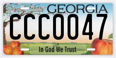 GA license plate CCC0047