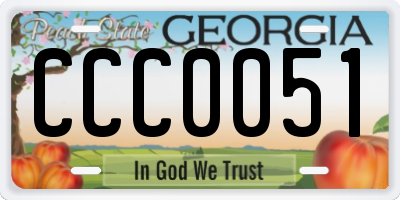 GA license plate CCC0051