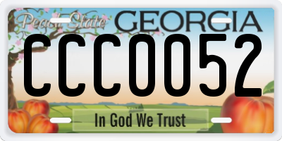 GA license plate CCC0052
