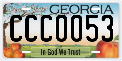 GA license plate CCC0053