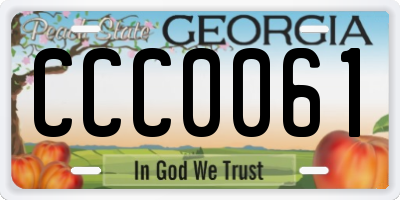 GA license plate CCC0061