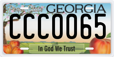 GA license plate CCC0065
