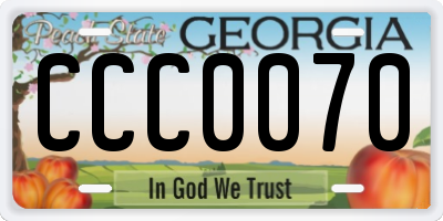 GA license plate CCC0070