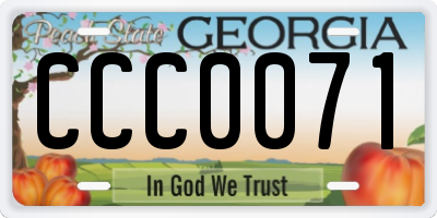 GA license plate CCC0071