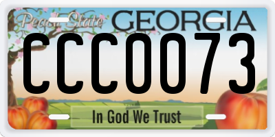 GA license plate CCC0073