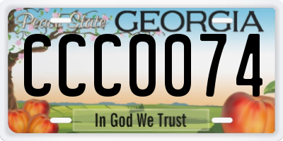 GA license plate CCC0074
