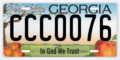 GA license plate CCC0076