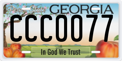 GA license plate CCC0077