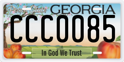GA license plate CCC0085