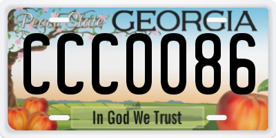 GA license plate CCC0086
