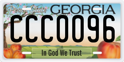 GA license plate CCC0096