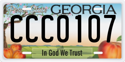 GA license plate CCC0107
