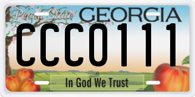 GA license plate CCC0111